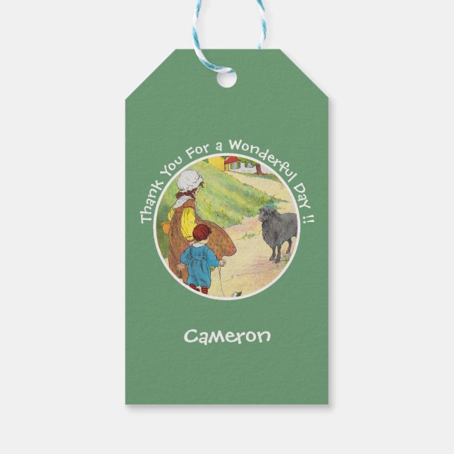 Baa, Baa, Black Sheep Födelsedagsfest Collection Presentetikett (Baksidan)