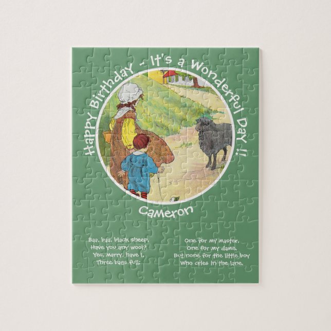 Baa, Baa, Black Sheep Födelsedagsfest Collection Pussel (Vertikal)
