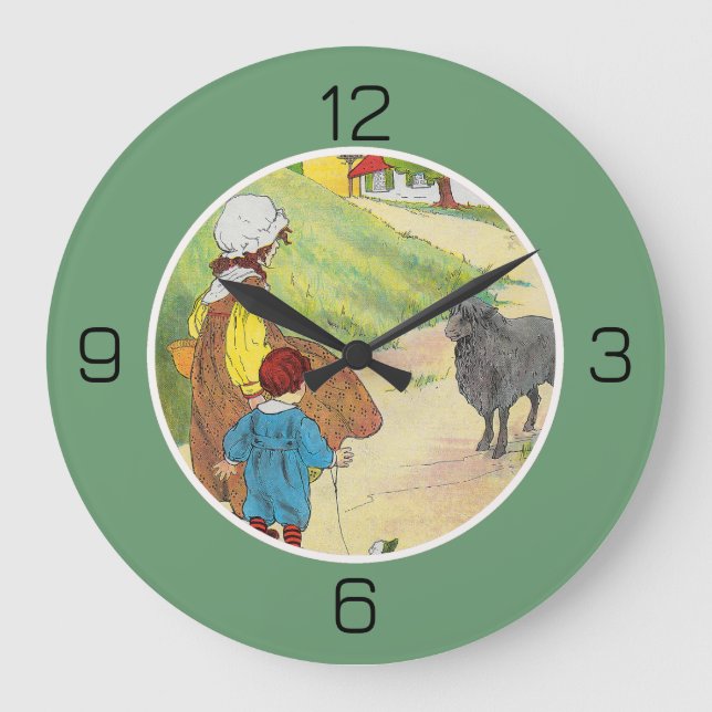 Baa, Baa, Black Sheep Födelsedagsfest Kollektion Stor Klocka (Framsida)