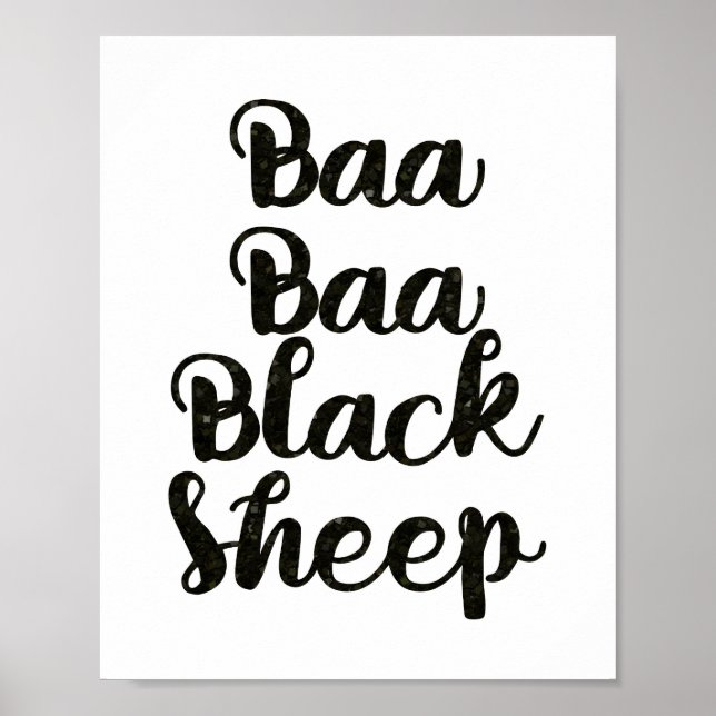 Baa Baa Black Sheep Glitter Poster (Framsidan)