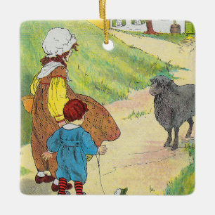 Baa, Baa, Black Sheep, Mor Goose Nursery Rhyme Julgransprydnad Keramik