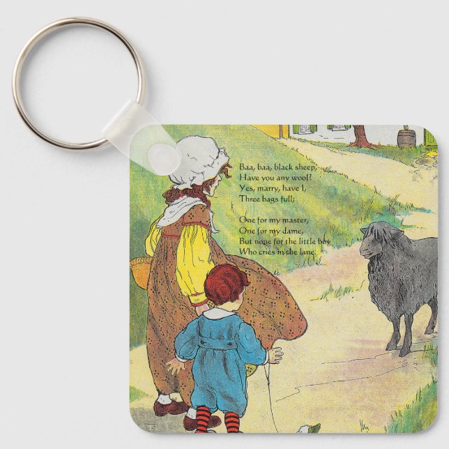 Baa, Baa, Black Sheep, Mor Goose Nursery Rhyme Nyckelring (Framsida)