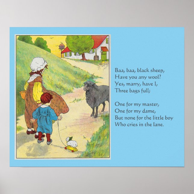 Baa, Baa, Black Sheep, Mor Goose Nursery Rhyme Poster (Framsidan)