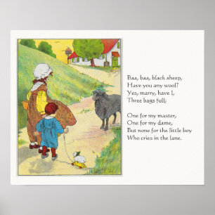 Baa, Baa, Black Sheep, Mor Goose Nursery Rhyme Poster