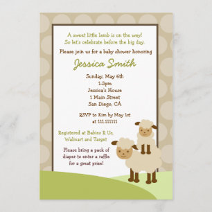 Baa Baa Sheep Baby Shower Inbjudan, Neutralt Inbjudningar