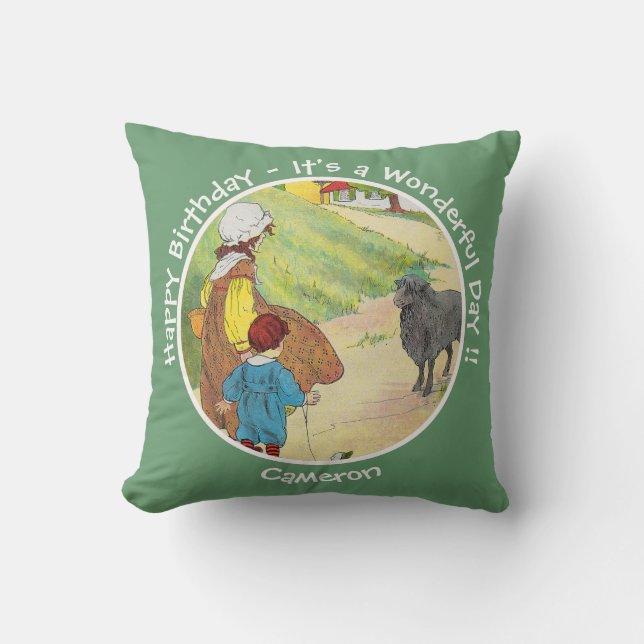 Bää, bää, svarta får Födelsedagsfest samling Kudde (Framsida)