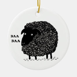 Baa Black Sheep Cute Anpassningsbar Helgdag Orname Julgransprydnad Keramik