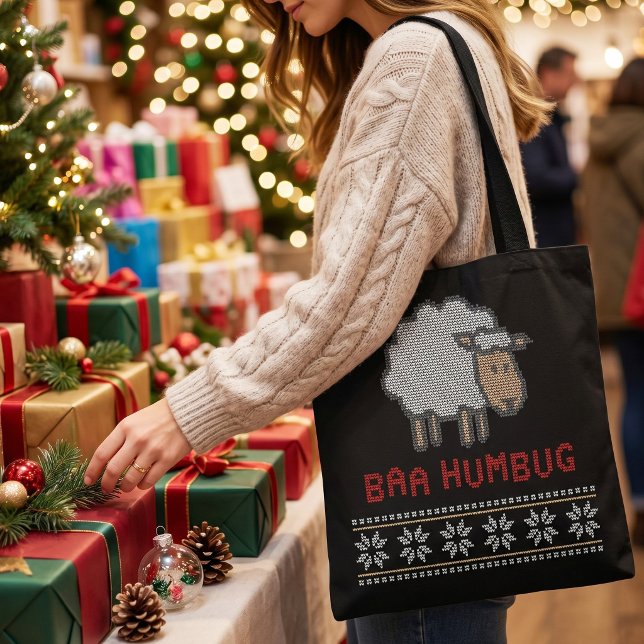 Baa Humbbug julfår | Fula tröjor stil Tygkasse (Skapare uppladdad)