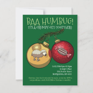 Baa Humbug Baubles-Tecknaden för julfår och kandy Inbjudningar