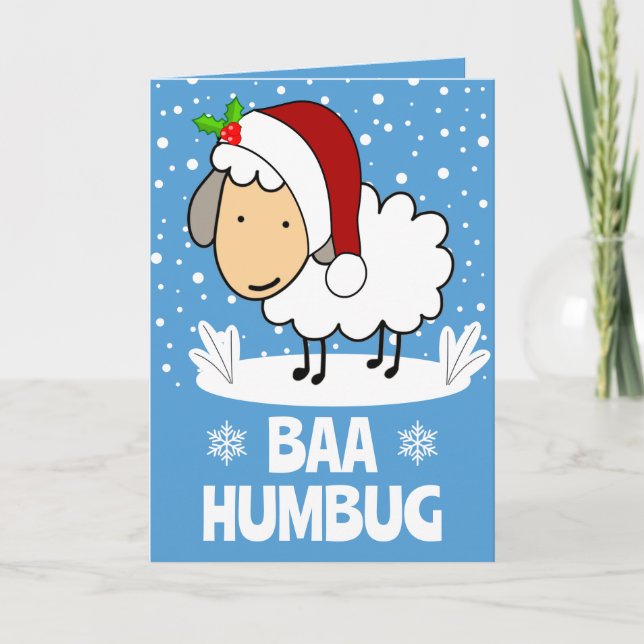 Baa Humbug Får I En Julhatt Semestern Helgkort (Framsida)