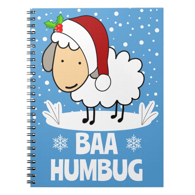 Baa Humbug Får I Santa Hatt Semestern Anteckningsbok (Framsidan)