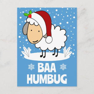 Baa Humbug Får I Santa Hatt Semestern Helg Vykort