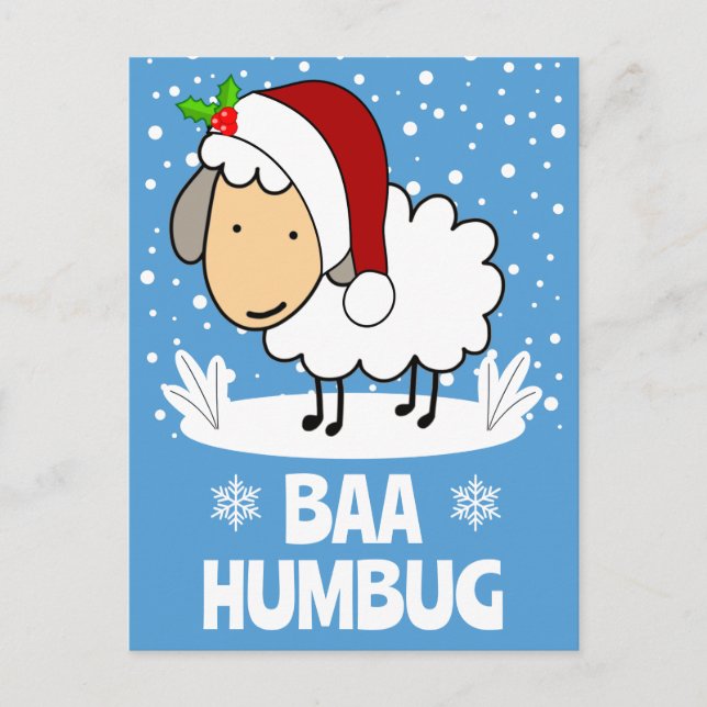 Baa Humbug Får I Santa Hatt Semestern Helg Vykort (Framsida)