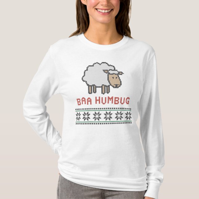 Baa Humbug jul Uggig sötare T Shirt (Framsida)