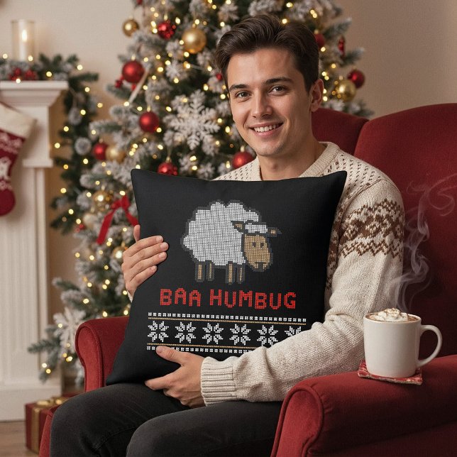 Baa Humbug-julfår Dekorativ kudde (Skapare uppladdad)