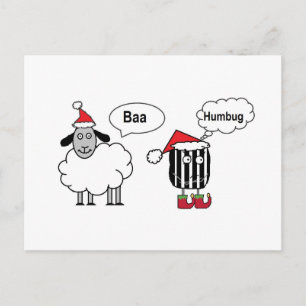 Baa Humbug Rolig Jul Tecknad Bild Vykort