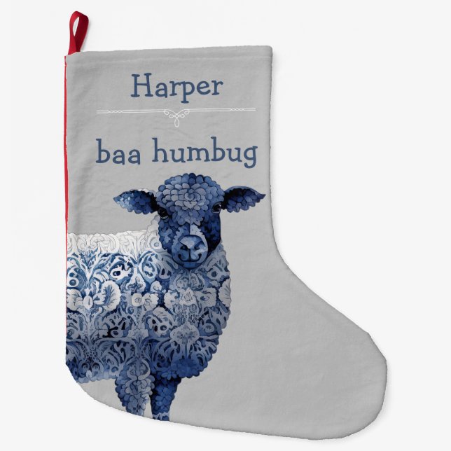"baa humbug" stor julstrumpa (Framsidan)