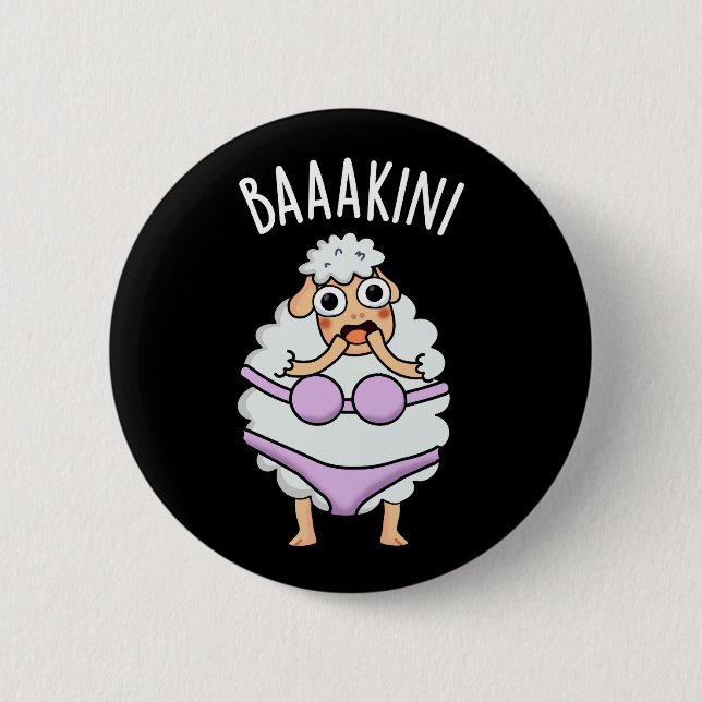 Baa-kini Funny Bikini Pun Mörk BG Knapp (Framsida)