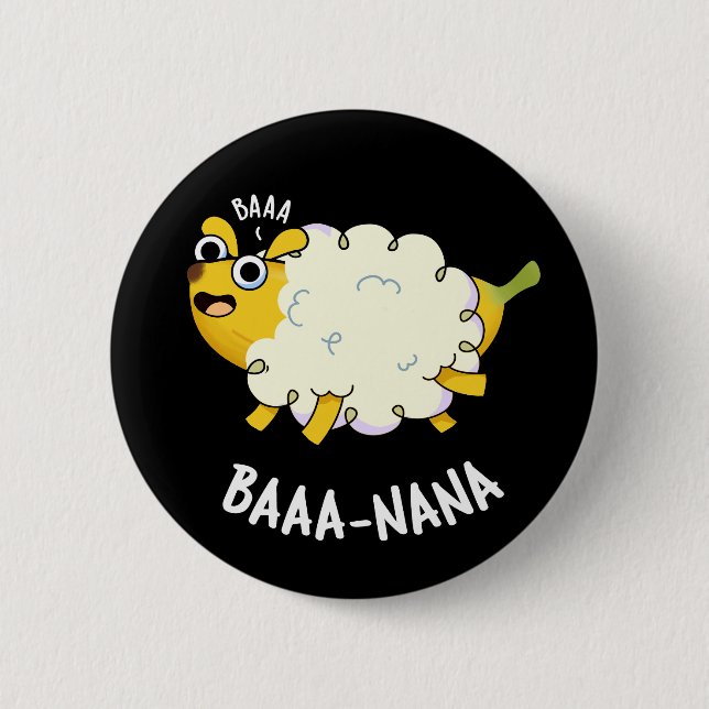 Baa-nana Funny Banana Pun Mörk BG Knapp (Framsida)