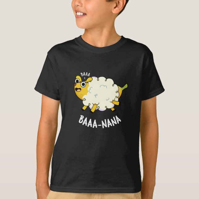 Baa-nana Funny Banana Pun Mörk BG T Shirt (Framsida)