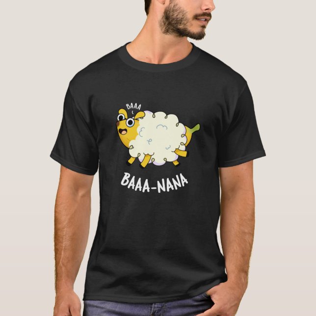 Baa-nana Funny Banana Pun Mörk BG T Shirt (Framsida)