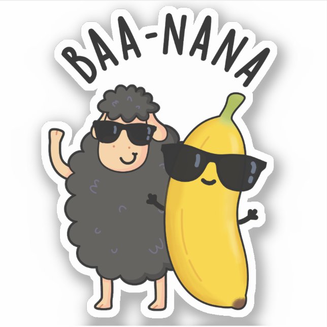 Baa-nana Funny Banana Puns Klistermärken (Framsida)