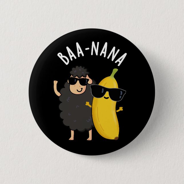 Baa-nana Funny Banana Puns Mörk BG Knapp (Framsida)