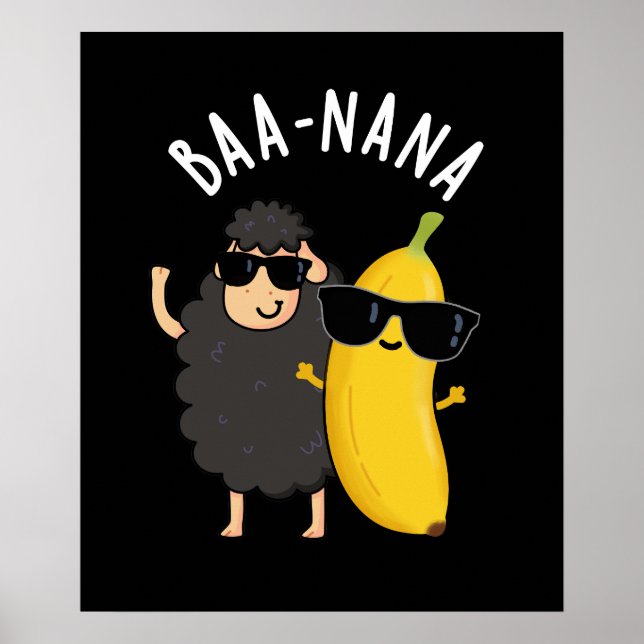Baa-nana Funny Banana Puns Mörk BG Poster (Framsidan)