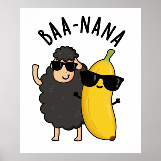 Baa-nana Funny Banana Puns Poster (Framsidan)