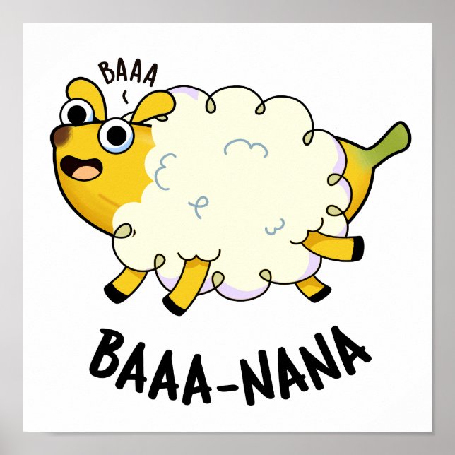Baa-nana Rolig Banan Får Puns Poster (Framsidan)