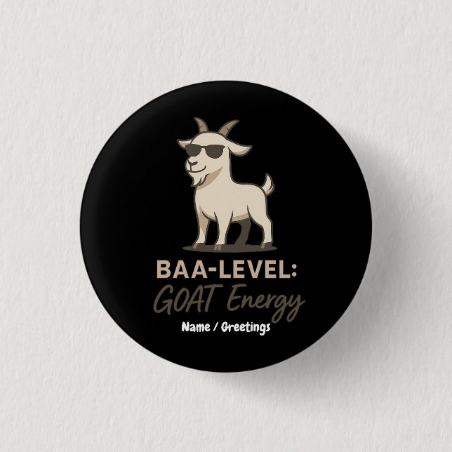 Baa-nivå: GOAT Energi Roligt Coolt Get Pun Knapp (Framsida)