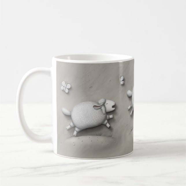 Baa Relief Galloping Sheep Kaffemugg (Vänster)