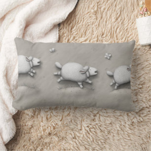 Baa Relief Lycklig Galloping Sheep Lumbarkudde