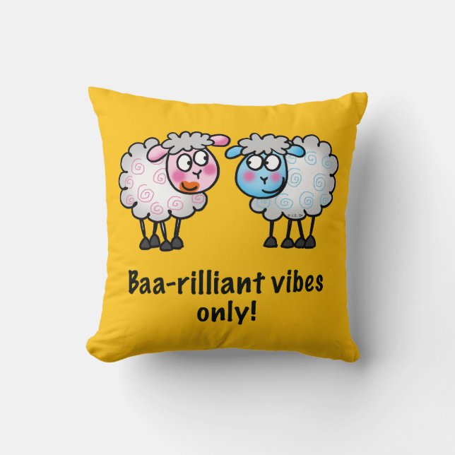  Baa-rilliant - Cute Cartoon Sheep Pair  Kudde (Framsida)