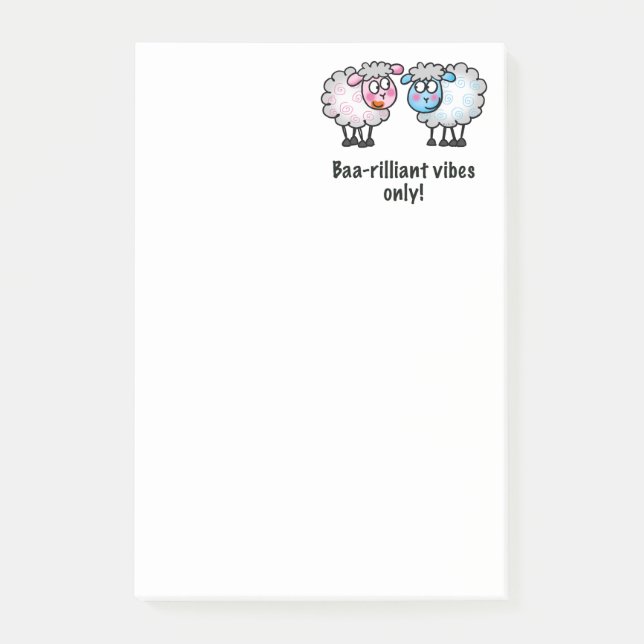 Baa-rilliant - Cute Cartoon Sheep Pair Post-it Block (Framsida)