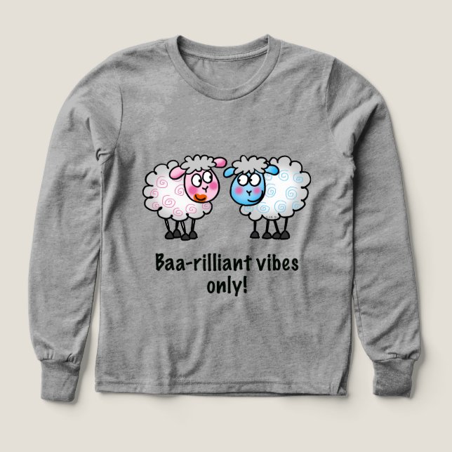 Baa-rilliant - Cute Cartoon Sheep Pair T Shirt (Design framsida)