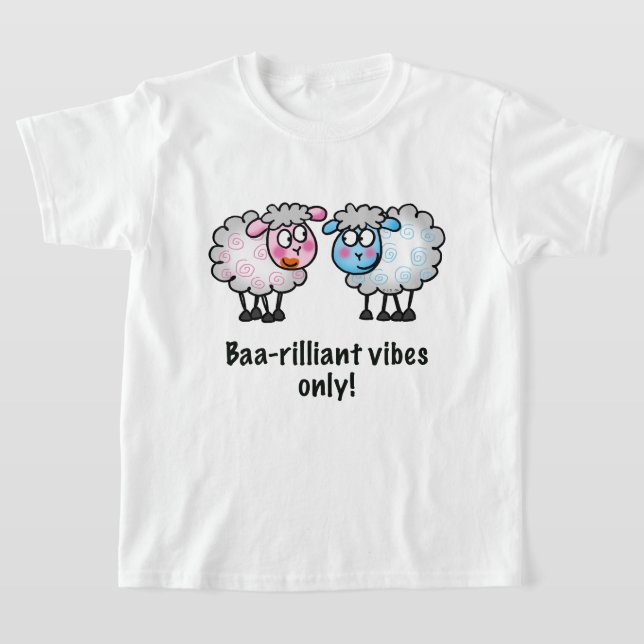 Baa-rilliant - Cute Cartoon Sheep Pair T Shirt (Laydown)