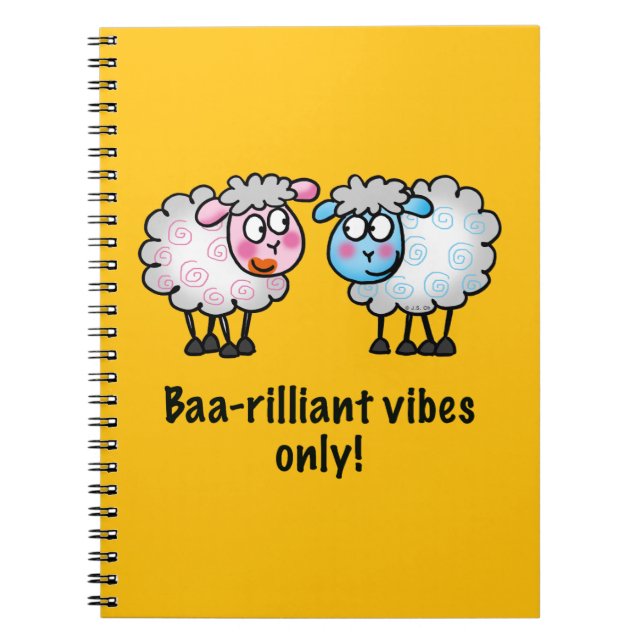 Baa-rilliant - Söt tecknad fårpar Anteckningsbok (Framsidan)