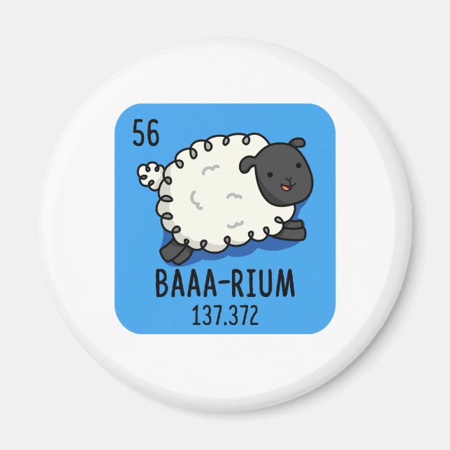Baa rium Funny Sheep Chemistry Pun Magnet (Framsidan)