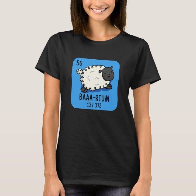Baa rium Funny Sheep Chemistry Pun Mörk BG T Shirt (Framsida)