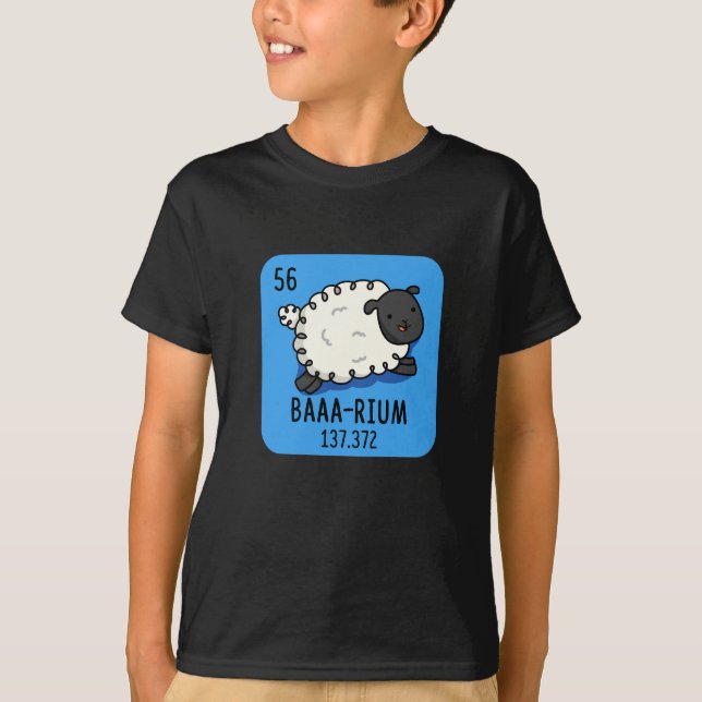 Baa rium Funny Sheep Chemistry Pun Mörk BG T Shirt (Framsida)
