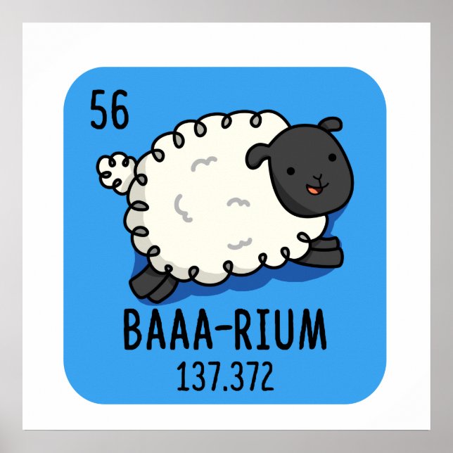 Baa rium Funny Sheep Chemistry Pun Poster (Framsidan)