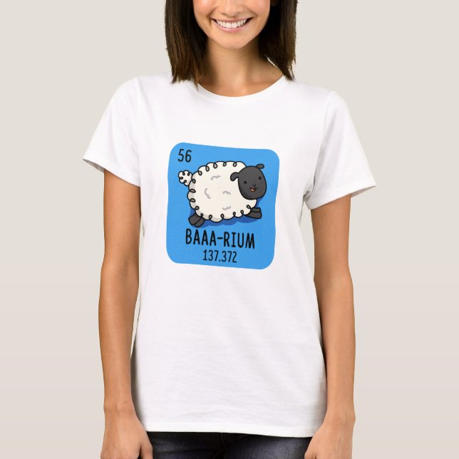 Baa rium Funny Sheep Chemistry Pun T Shirt (Framsida)