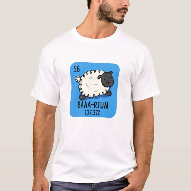 Baa rium Funny Sheep Chemistry Pun T Shirt (Framsida)