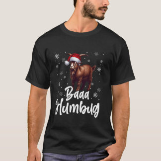 Baaa Humbug Funny Santa Hat Goat Julafton Snöfling T Shirt