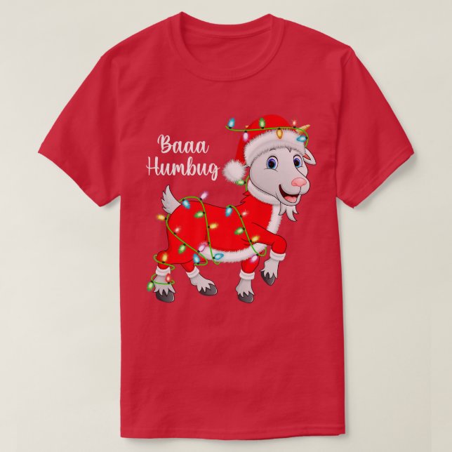 Baaa Humbug Goat Älskare Julafton Ljus Santa Goat  T Shirt (Design framsida)