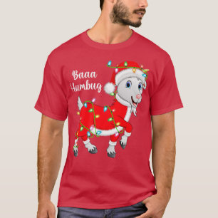 Baaa Humbug Goat Älskare Julafton Ljus Santa Goat T Shirt