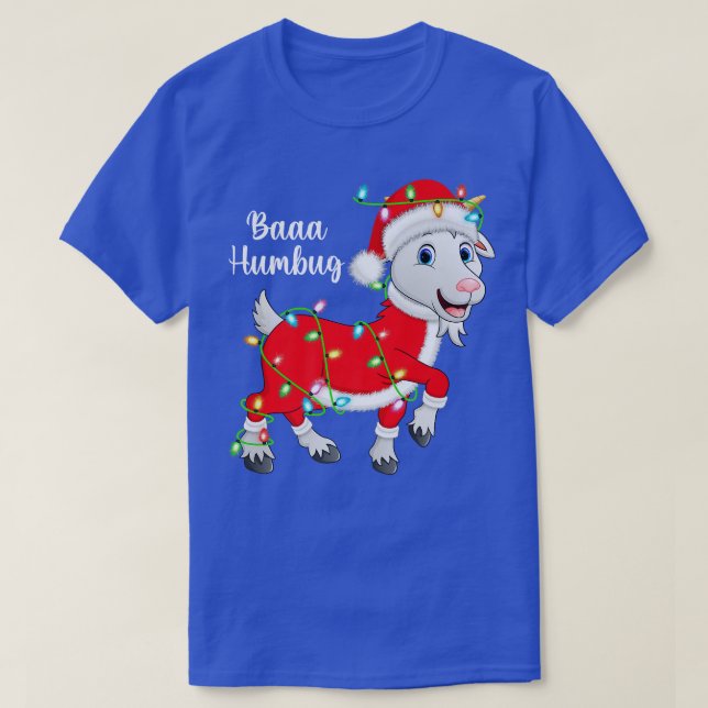 Baaa Humbug Goat Älskare Julafton Ljus Santa Goat  T Shirt (Design framsida)