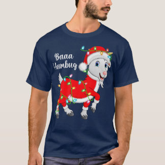 Baaa Humbug Goat Älskare Julafton Ljus Santa Goat  T Shirt