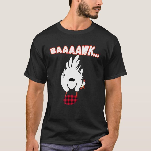 Baaaawk Buffalo Randig Ägg Höna T Shirt (Framsida)